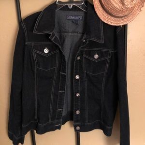 Stretch Dark Denim Jean Jacket Lg